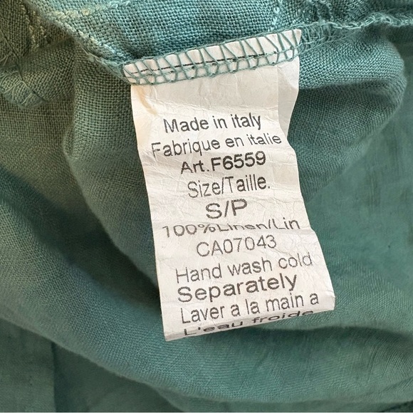 Lungo L’Arno Green Linen Dress | Embroidered Floral Sequins Made in ItalySize S - Picture 7 of 8
